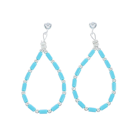Man Made Turquoise Sterling Silver Post Dangle Earrings X10277
